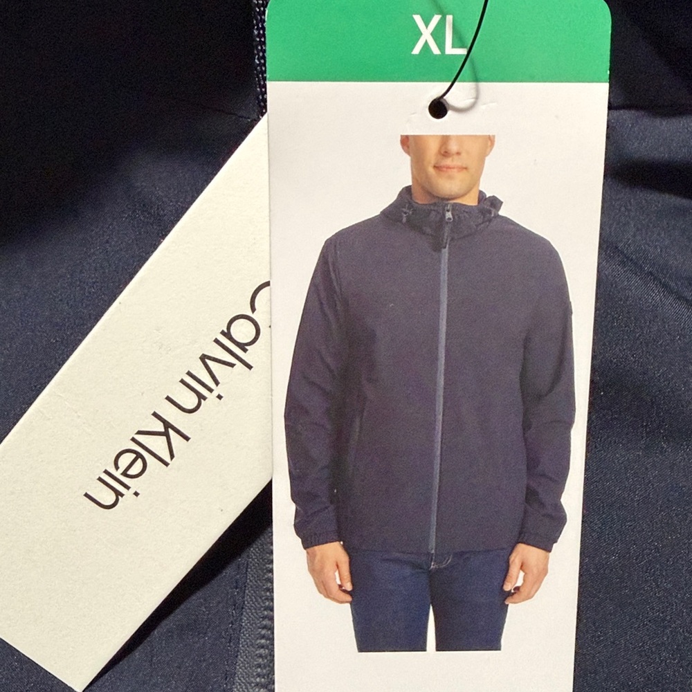 Calvin Klein Men's Windbreaker Hoodie Jacket with Mesh Lining Navy XL NWT